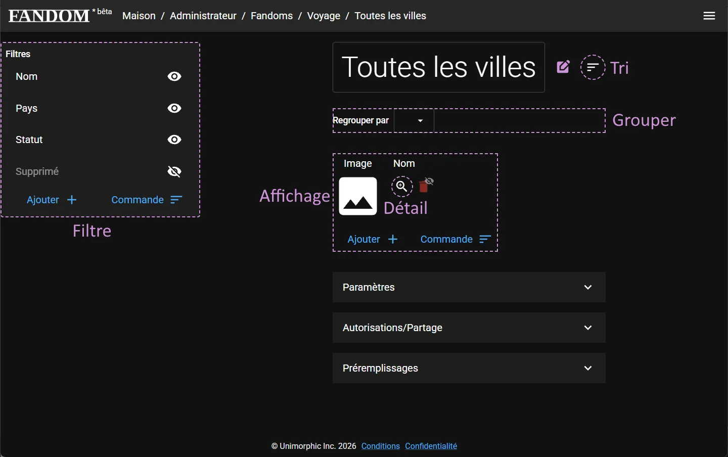 modification de la mise en page
